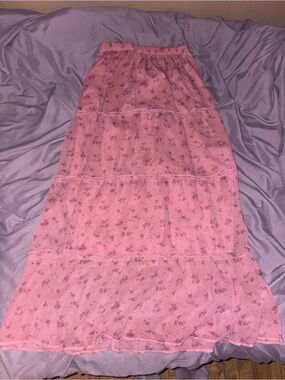 Hollister Pink Floral midi skirt XS